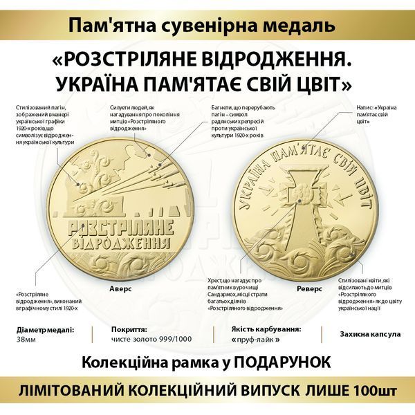 Памʼятна медаль "Розстріляне відродження" NNA_61 фото